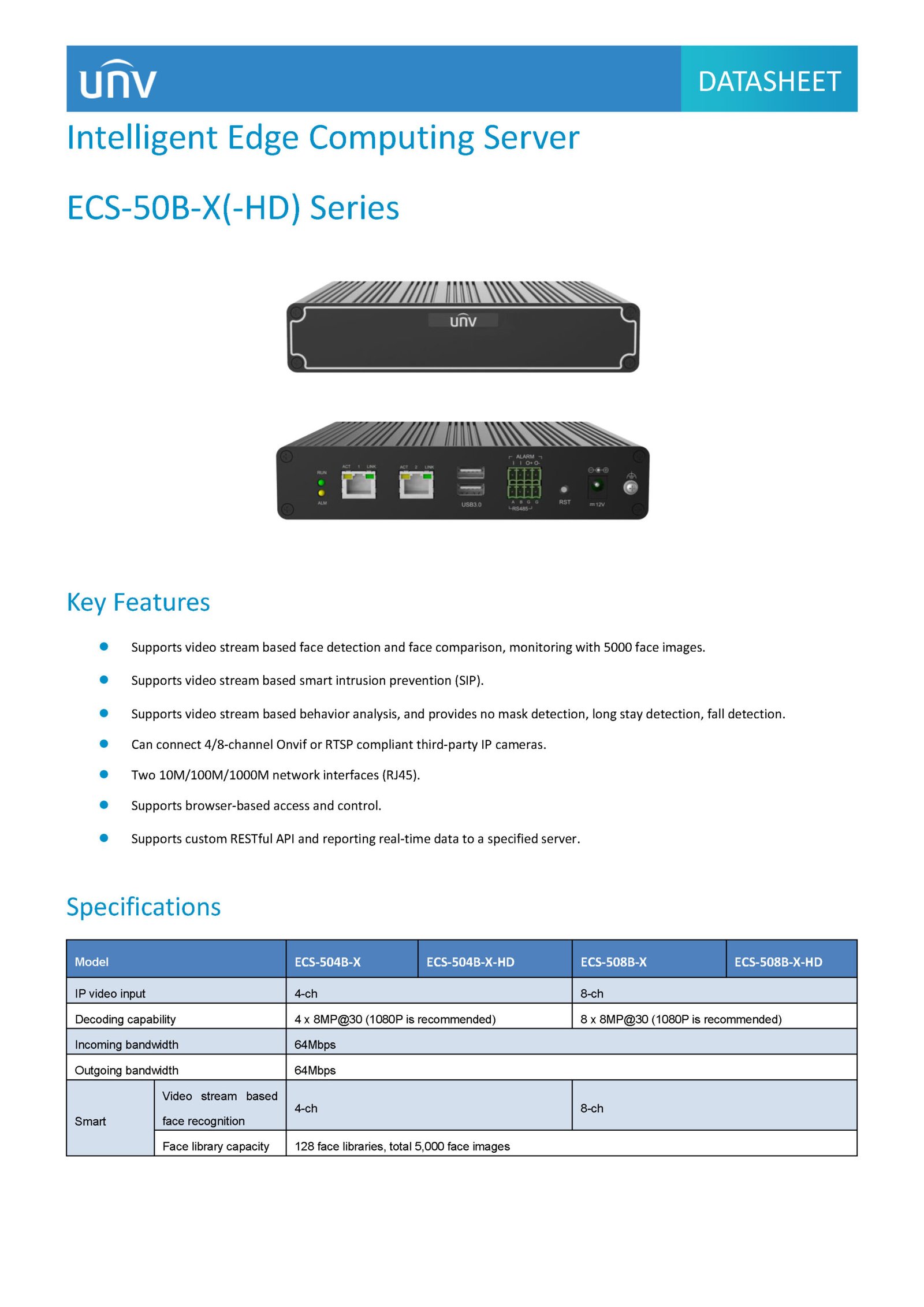 UNV【Datasheet】ECS-50B-X-HD-Series-V1.00-EN_Page_1